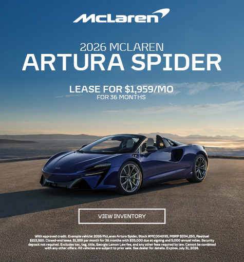 Special offer on 2026 McLaren Artura Spider 2026 McLaren Artura Spider